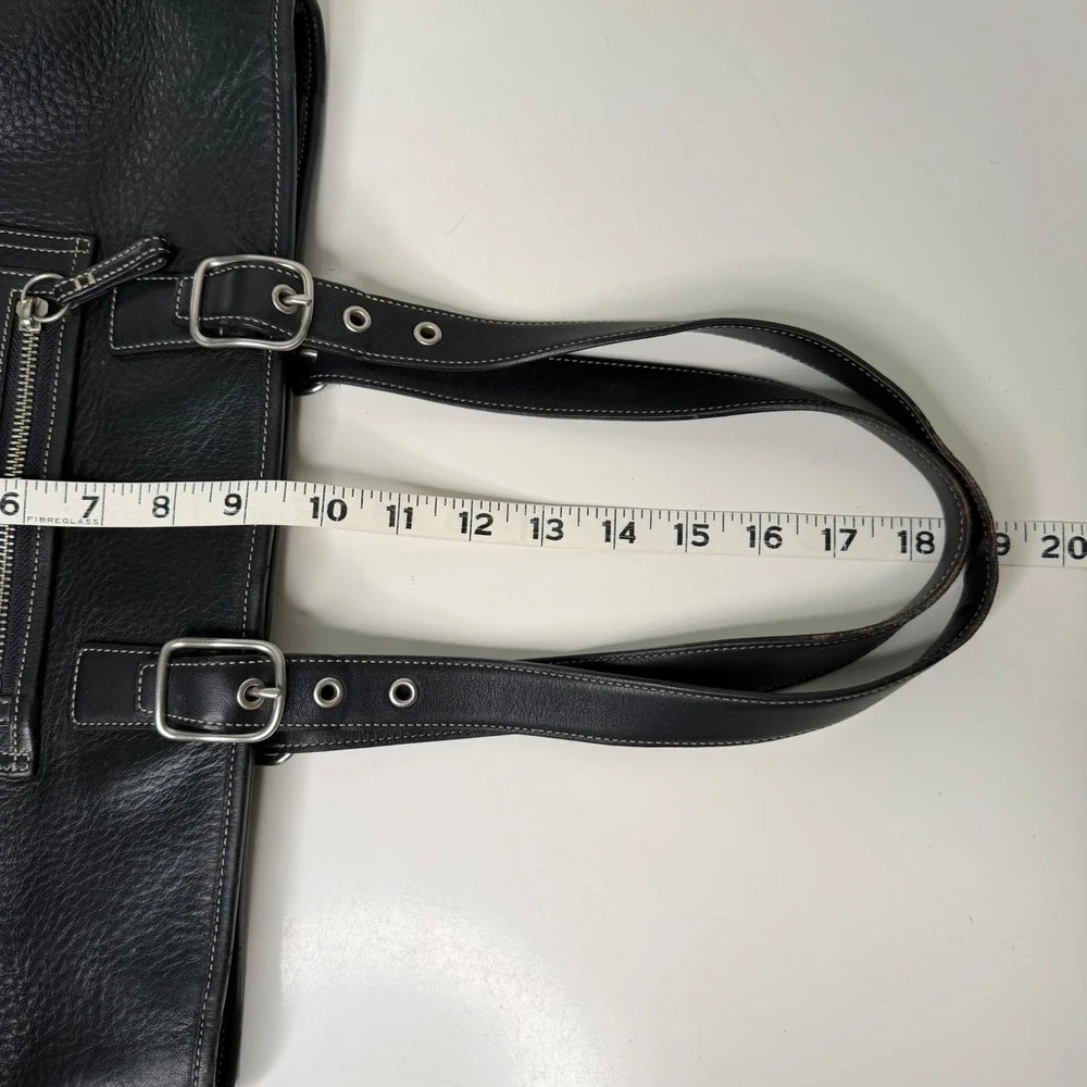 Authentic Coach Hampton Tote Black Pebbled Leather Buckle Strap Classic Y2K 4465